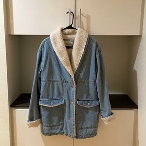Denim Coat with Faux Sherling